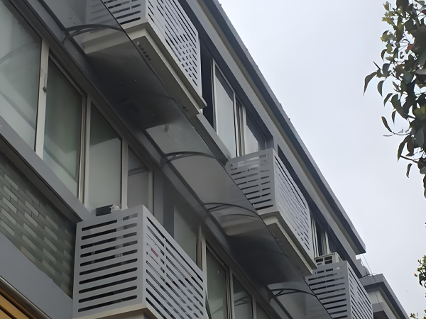 Aluminum air conditioner cover outside residential buildings