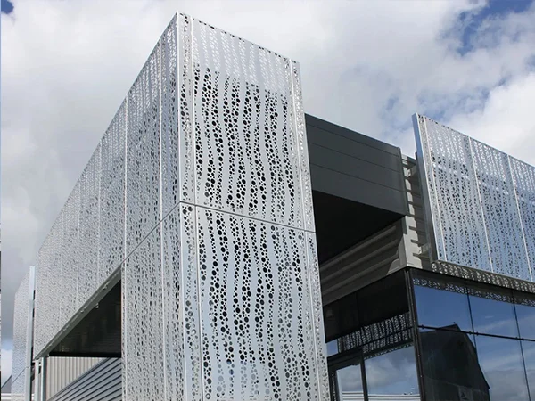 A science museum decorated with aluminum carved facade panel