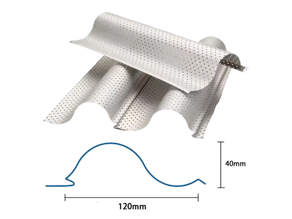 Wavy architectural corrugated perforated panel