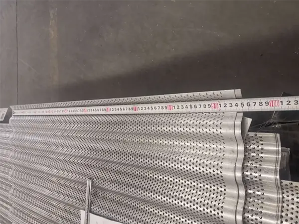 Measure the length of aluminum architectural corrugated perforated panel with a tape.