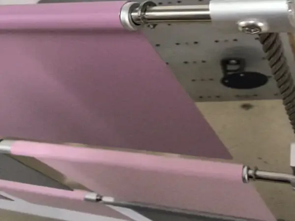 Connection parts of the device, a pink plate installed by cable hanging mounting