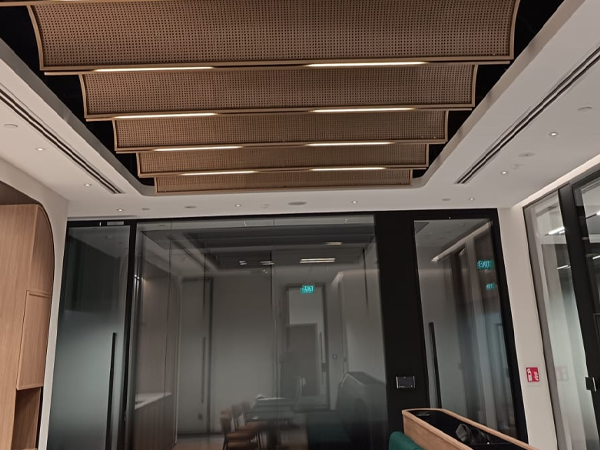 Perforated brass sheets with hexagonal hole patterns for supermarket ceiling