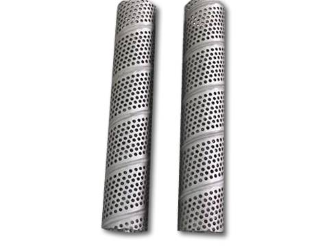 Two spiral welding perforated tubes with round holes in staggered lines.