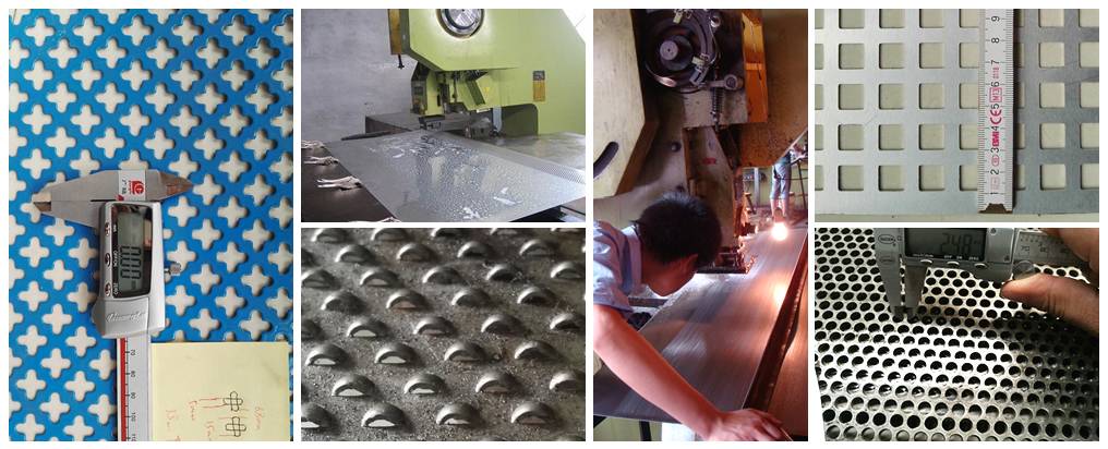 Nuestra máquina de metal perforado y trabajadores en el taller, y prueba de metal perforado.